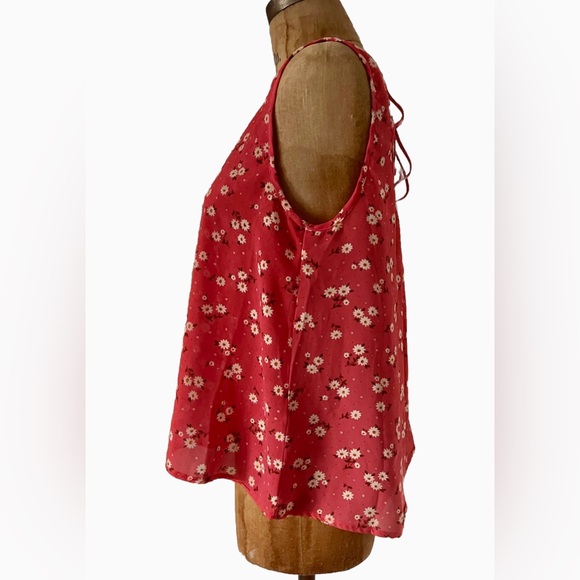 Mine Red Backless Tank Top Flower Buttons EUC M - Picture 5 of 11